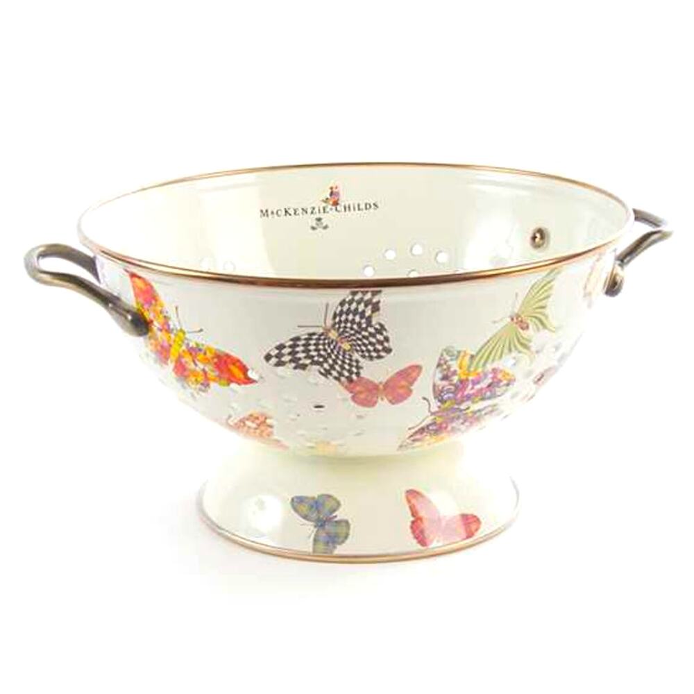 RETIRED Mackenzie Childs Butterfly Garden Large Colander Hand Painted Rare New